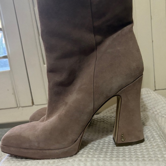 Sam Edelman Taupe Suede Heeled Boots - Picture 2 of 4